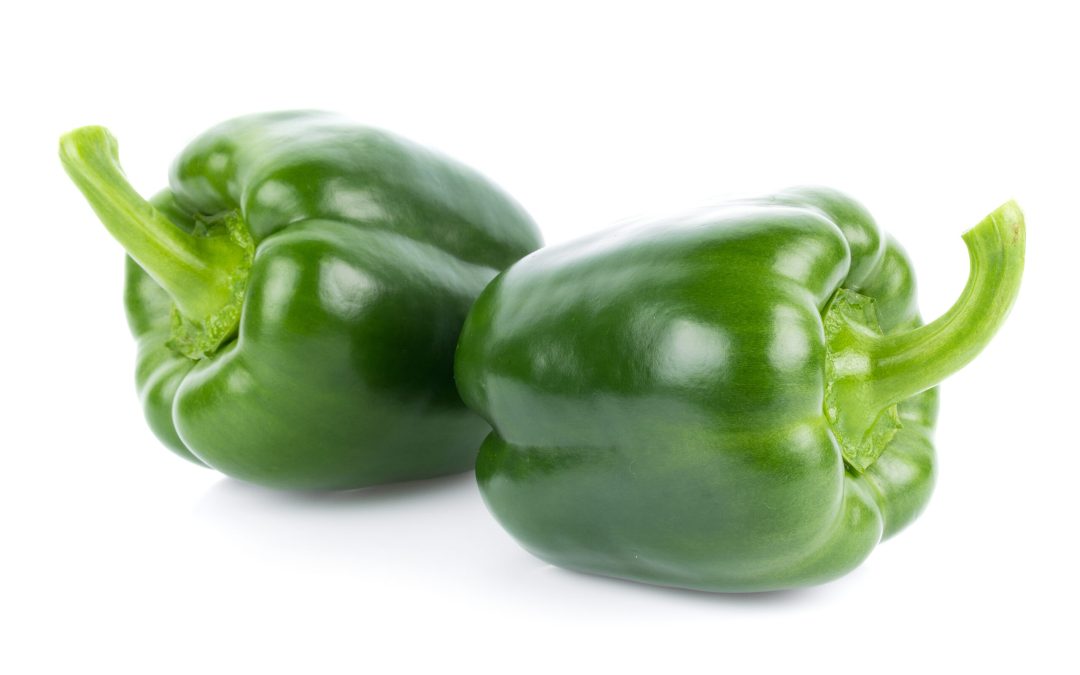 Green pepper on white background